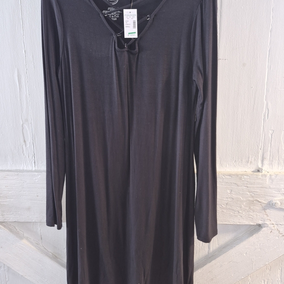 Maurice's 24/7 Black Long Sleeve Lace-Up V-Neck Tunic Dress Size S NWT - Picture 5 of 5